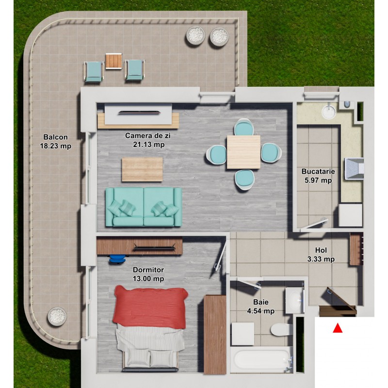 Apartament 1 Dormitor Tip 2
