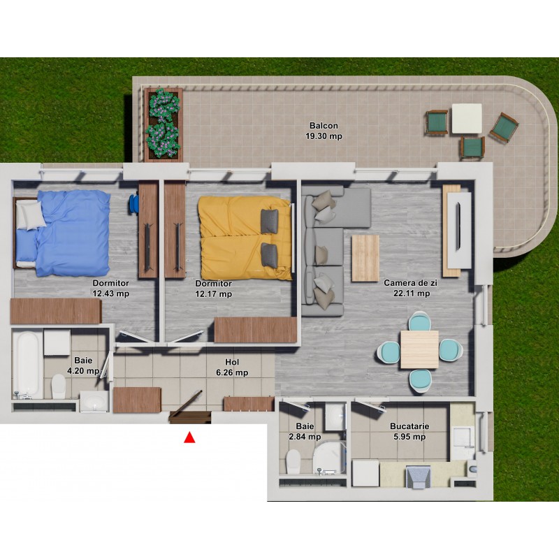 Apartament 2 Dormitoare Tip 1